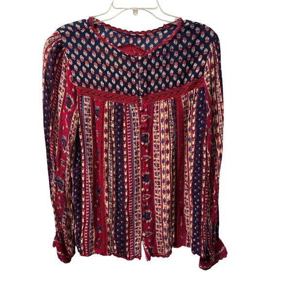 Maeve Bohemian Floral Print Long Sleeve Top Sz 12 multi blouse - Picture 10 of 12